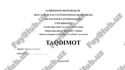 ijtimoiy pedagogika tarifi, tuzilishi va vazifalari — PPTX