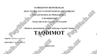 bolalarni sahnalashtirish va ijodiy faoliyatga oʻrgatish — PPTX