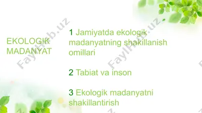 ekologik madanyat — PPTX