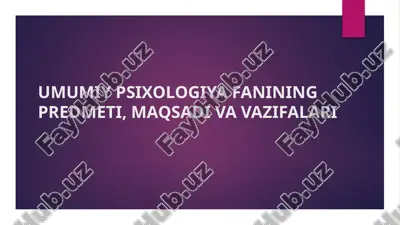 umumiy psixologiya fani — PPTX