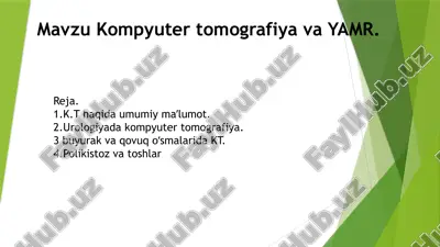 urologiya kompyuter tomografiyasi(kt) va yamr urologiya — PPTX