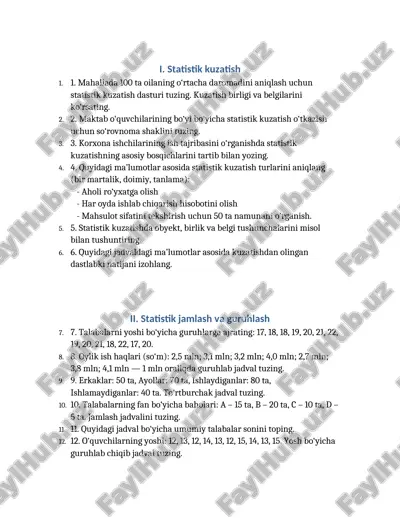 statistik kuzatish — DOCX