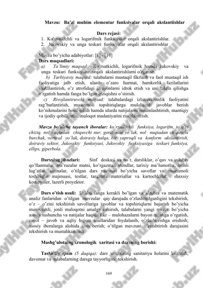 ba’zi muhim elementar funksiyalar orqali akslantirishlar — DOC
