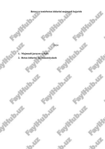 beton va temirbeton ishlarini majmuali bajarish — DOC