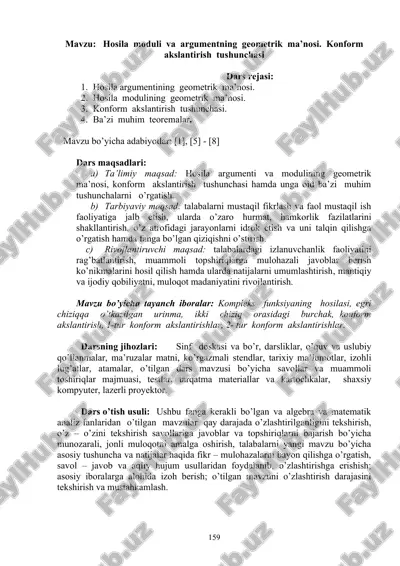 hosila moduli va argumentning geometrik ma’nosi — DOC