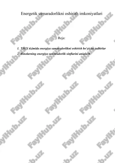 energetik samaradorlikni oshirish imkoniyatlari — DOC