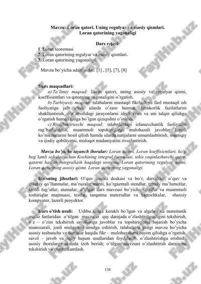 loran qatori. uning regulyar va asosiy qismlar — DOC