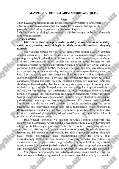suv resurslarini muhofaza qilish — DOCX
