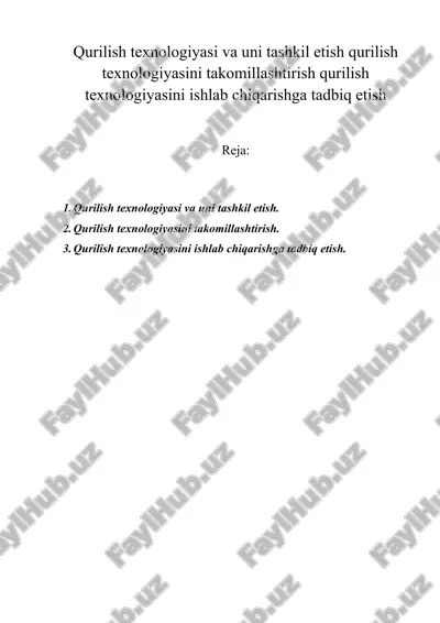 qurilish texnologiyasi — DOC