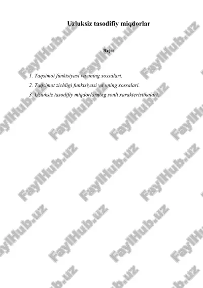 uzluksiz tasodifiy miqdorlar — DOC