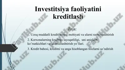 investitsiyafaoliyatinikreditlash — PPTX