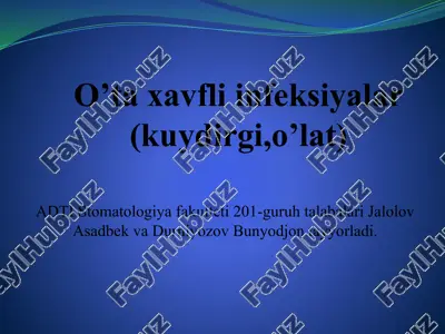 o’ta xavfli infeksiyalar (kuydirgi,o’lat) — PPTX