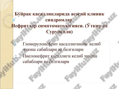 buyrak kasalliklarida asosiy klinik sindromlar — PPTX