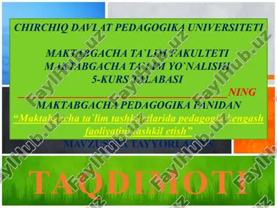 maktabgacha ta`lim tashkilotlarida pedagogik kengash faoliyatini tashkilotish — PPTX