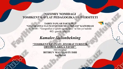 toshkent viloyati ziyorat turistikobyektlariga tavsif — PPTX