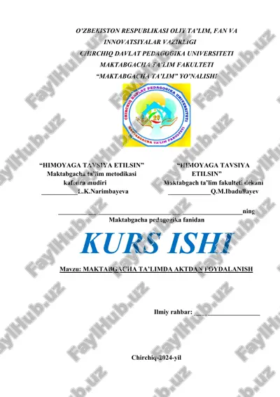 maktabgacha ta’limda aktdan foydalanish — DOCX