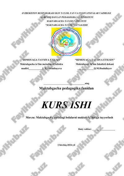 maktabgacha yoshdagi bolalarni maktab ta’limiga tayyorlash — DOCX