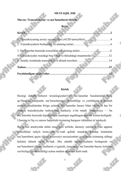 tranzaksiyalar va ma’lumotlarni tiklash — DOCX