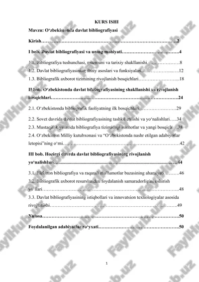 o‘zbekistonda davlat bibliografiyasi — DOCX