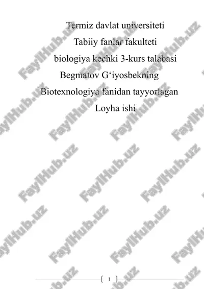 bioreaktor ish rejimini modellashtirish va optimallashtirish — DOCX