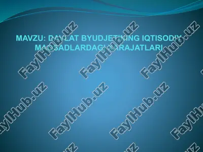 davlat byudjetining iqtisodiy maqsadlardagi xarajatlari — PPTX