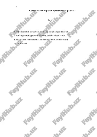 korxonalarda hujjatlar aylanmasi bosqichlari — DOCX