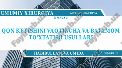 qon ketishini vaqtincha va batamom to'xtatish usullari — PDF