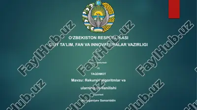 rekursiv algoritmlar va ularning qo'llanilishi — PPTX