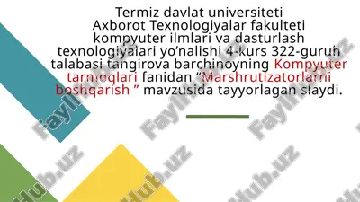 marshrutizatorlarni boshqarish — PPTX