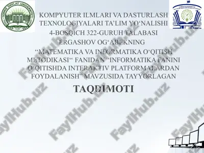 informatika fanini o‘qitishda interaktiv platformalardan foydalanish — PPTX