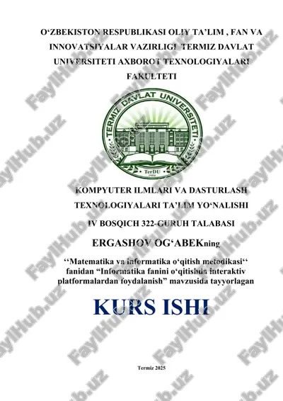 "informatika fanini o‘qitishda interaktiv platformalardan foydalanish" — DOCX