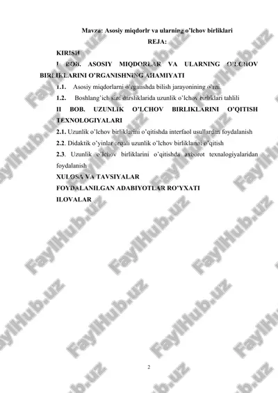 asosiy miqdorlr va ularning o’lchov birliklari — DOCX