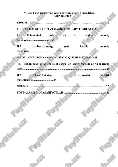 uchburchakning yuzi mavzusini o‘qitish metodikasi — DOCX