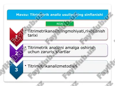 titrimetrik analiz usullarining sinflanishi — PPTX