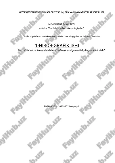 jadval protsessorlarida hisoblashlarni amalga oshirish, diagramma tuzish — PDF