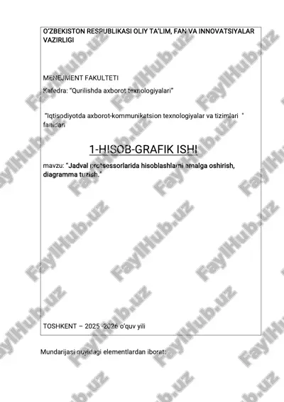jadval protsessorlarida hisoblashlarni amalga oshirish, diagramma tuzish — PDF