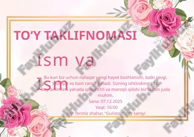 to‘y taklifnomasi — PPTX