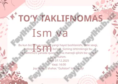 to‘y taklifnomas — PPTX