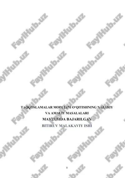 taqqoslamalar modulini o‘qitishning nazariy va amaliy masalalari bmi — DOCX