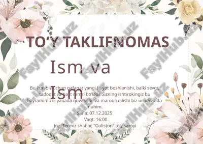 to'y taklifnomas — PPTX
