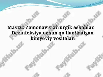 dezinfeksiya uchun qo'llaniladigan kimyoviy vositalar — PPTX