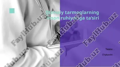 ijtimoiy tarmoqlarning inson ruhiyatiga ta’siri — PPTX
