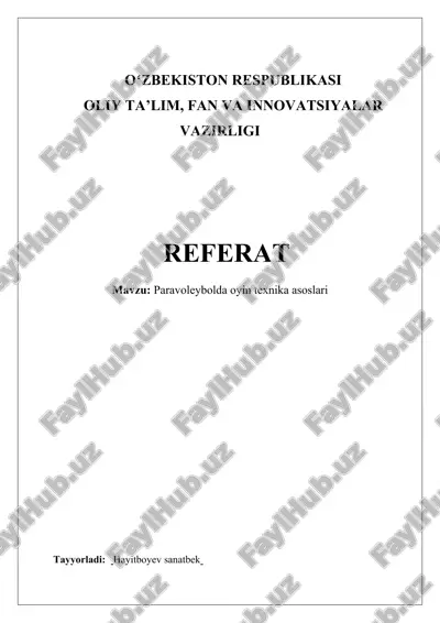 paravoleybolda oyin texnika asoslari — DOCX