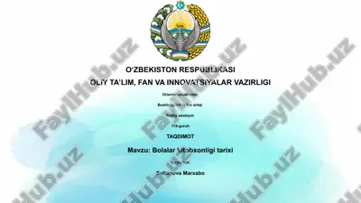 bolalar kitobxonligi tarixi — PPTX
