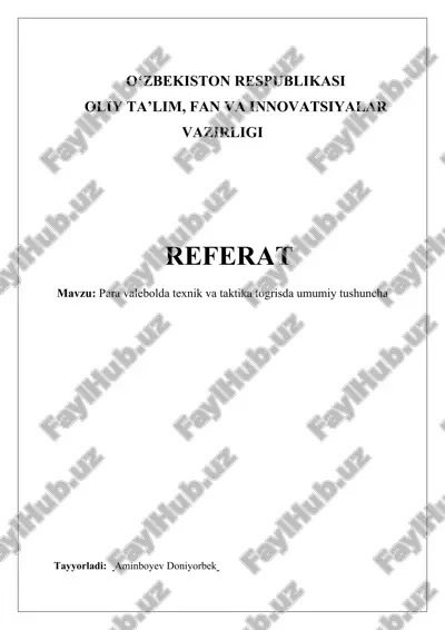 paravolleybol texnika va taktika — DOCX