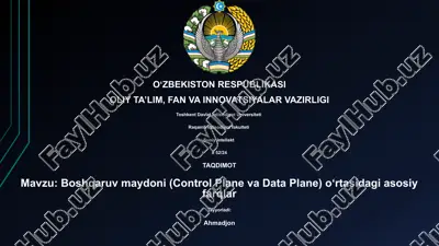 boshqaruv maydoni (control plane va data plane) o‘rtasidagi asosiy farqlar — PPTX