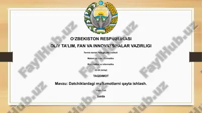 sensorlardagi ma'lumotlarni qayta ishlash — PPTX
