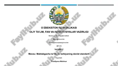maktabgacha taʼlim va tarbiyaning davlat standarti — PPTX