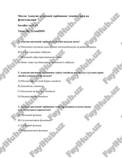 adaptiv jismoniy tarbiya — DOCX