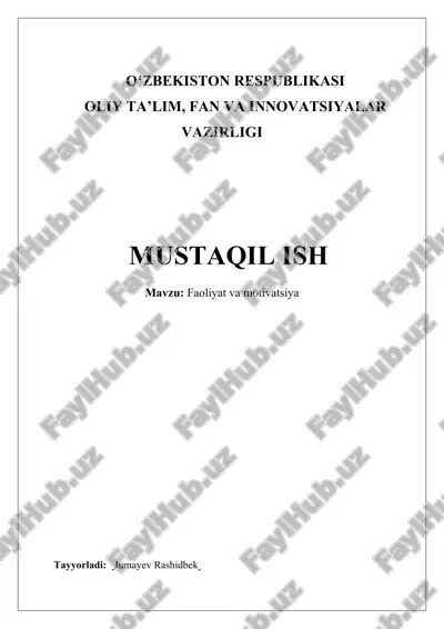 faoliyat va motivatsiya — DOCX